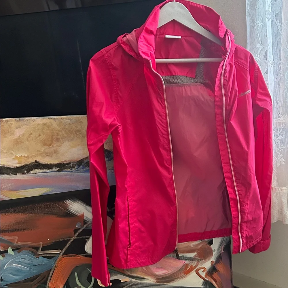 Columbia Switchback ll Hot Pink Sportswear Zip-Up Jacket windbreaker spring MED - Picture 3 of 8